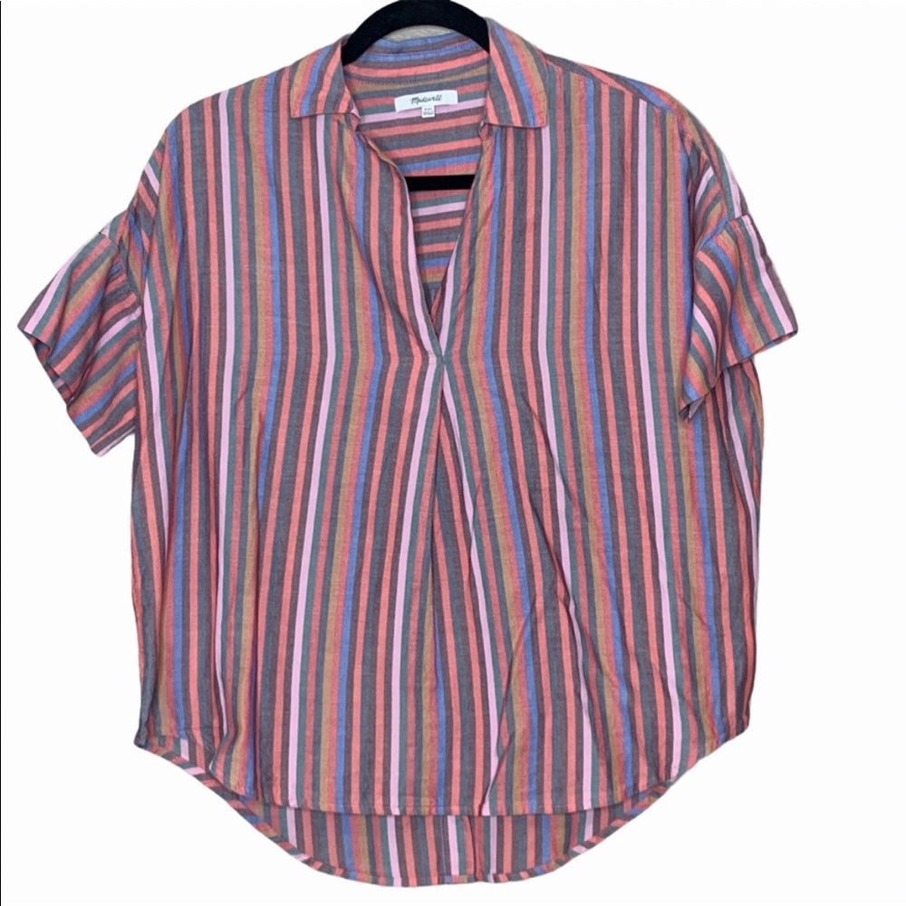 Madewell Courier Button-Back Shirt Rainbow Stripe in like new condition XXS